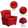 Vinyl Kids Recliner with Cup Holder Red