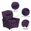 Vinyl Kids Recliner with Cup Holder Purple