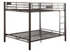 Focus Black Metal Queen over Queen Bunk Bed Angled View No Mattresses