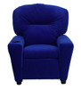 Microfiber Kids Recliner with Cup Holder Front View Blue