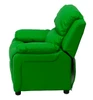 Kids Recliner Vinyl with Storage Arms Side View Green