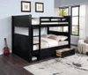 Eberhardt Black Queen over Queen Bunk Bed shown with Optional Vertical Short Ladder & XL Underbed Storage Drawers with Cubby Room