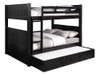 Eberhardt Black Queen over Queen Bunk Bed shown with Optional Vertical Short Ladder and XL Storage Trundle