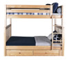 Bennett Natural Full over Queen Bunk Bed Front View shown with Optional Set of 2 XL Underbed Storage Drawers