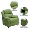 Kids Recliner Microfiber with Storage Arms Avocado