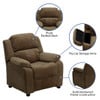 Kids Recliner Microfiber with Storage Arms Brown