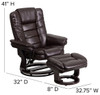 Diplomat Brown Swivel Recliner and Ottoman Dimensions