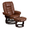 Diplomat Toffee Swivel Recliner and Ottoman