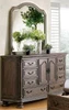 Lucinda Eight Drawer Dresser Angled View Doors Closed shown with Optional Mirror Room