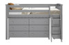 Almere Gray Twin Low Loft Bed with Storage Front View
