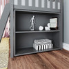 Almere Gray Twin Low Loft Bed with Storage Bookcase Detail