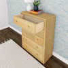 Lingo Natural 5 Drawer Dresser Angled View Drawer Out Room