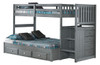 Mercer Chimney Gray Twin over Full Bunk Bed with Stairs shown with Optional Set of 3 Storage Drawers