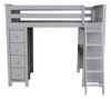 Almere Gray Twin Loft Bed with Desk and Storage Front View