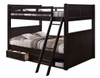 Foster Espresso Queen Size Bunk Beds shown with Optional Set of 2 XL Underbed Storage Drawers with Cubby