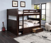 Foster Espresso Queen Size Bunk Beds shown with Optional Vertical Short Ladder & XL Underbed Storage Drawers with Cubby Room