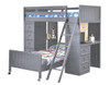 Moreno Grey Twin Loft Bed with Desk and Storage