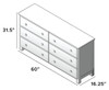 Almere Gray 6 Drawer Dresser Dimensions