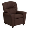 Leather Kids Recliner with Cup Holder Brown