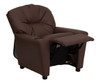 Leather Kids Recliner with Cup Holder Reclined Brown