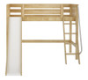 Chad's Natural Twin Mid Loft Bed with Slide-Slatted Ends Front View