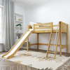 Chad's Natural Twin Mid Loft Bed with Slide-Panel Ends Angled View Room