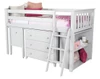 Chelsea White Twin Low Loft Bed with Desk and Dresser Desk In