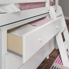 Chelsea White Twin Low Loft Bed with Desk and Dresser Drawer Detail