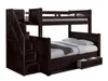 Foster Espresso Twin over Full Bunk Bed with Stairs shown with Optional Set of 2 Underbed Storage Drawers