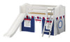 Casey's White Twin Fort Kids Bed with Slide-Curved Ends-Navy/Red/Gray