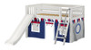 Casey's White Twin Fort Kids Bed with Slide-Slatted Ends-Navy/Red/Gray