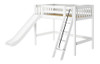 Chad's White Twin Mid Loft Bed with Slide-Slatted Ends