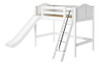 Chad's White Twin Mid Loft Bed with Slide-Curved Ends