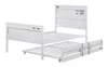 Shipping Container White Twin Metal Bed Frame shown with  Optional Twin Trundle