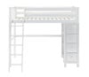 Anaya White Twin Loft Bed with Storage Front View