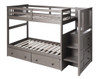 Barr Gray Twin Bunk Bed with Stairs No Mattresses