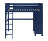 Braxton Blue Twin Loft Bed with Storage Front View
