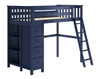 Braxton Blue Twin Loft Bed with Storage Left Side Angled View