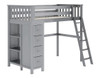 Rylan Gray Twin Loft Bed with Storage Left Side Angled View