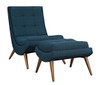 Millicent Blue Armless Lounge Chair and Ottoman