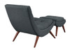 Millicent Grey Armless Lounge Chair and Ottoman Back View