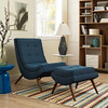Millicent Blue Armless Lounge Chair and Ottoman Room