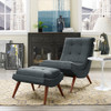 Millicent Grey Armless Lounge Chair and Ottoman Room