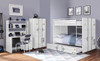 Shipping Container Full Size White Metal Bunk Beds shown with Optional Twin Trundle Room Collection