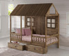 Front Porch Weathered Wood Twin House Bed Room shown with Optional Underbed Storage Drawers