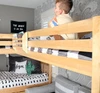 Elkhart Natural Sleeps 3 Bunk Beds with Stairs Top Bed Detail