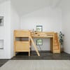 Elkhart Natural Twin Sleeps 3 Bunk Beds with Stairs-Panel Ends End View Room