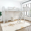 Perdue White Twin Twin Corner L Shaped Loft Bed Room