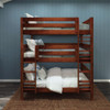 Leta Chestnut Full XL Triple Bunk Bed Front View Room