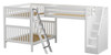 Elkhart White Full Size Sleeps 3 or More Bunk Beds with Stairs-Slatted Ends